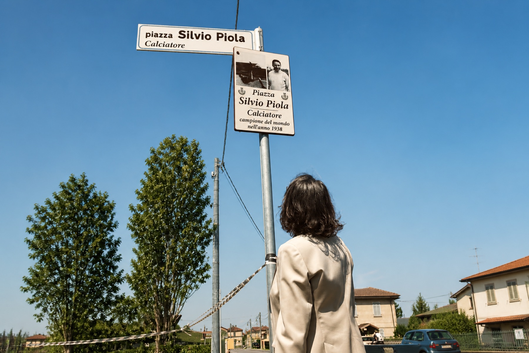 Une plaque de rue consacrée à un héros local italien, photographiée par Jérémy